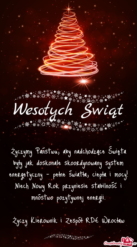 Życzymy Państwu, aby nadchodzące Święta były jak doskonale skoordynowany system energetyczny