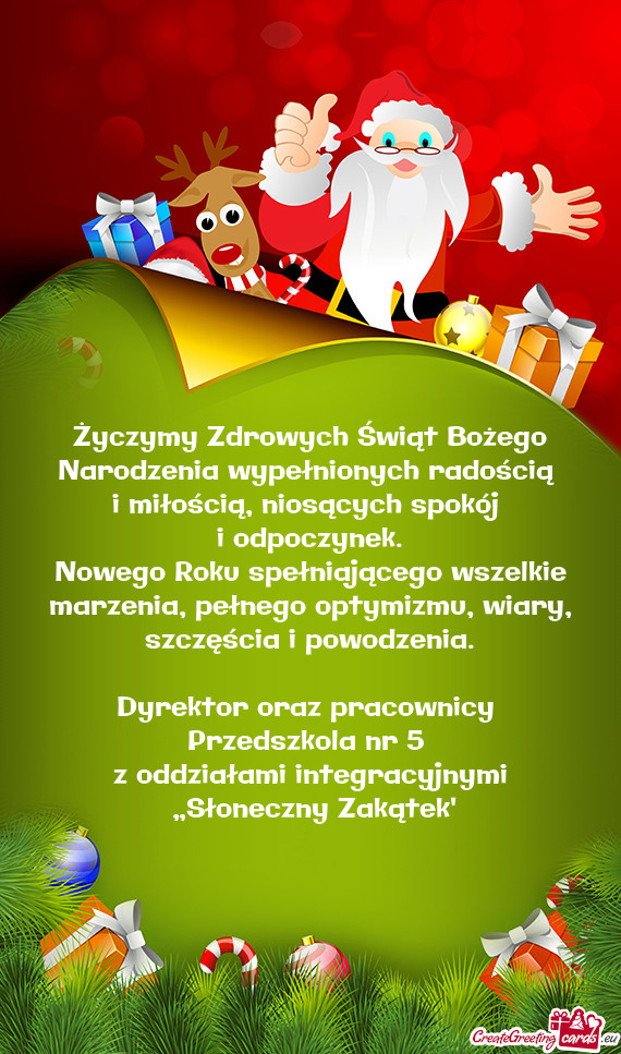 Życzymy Zdrowych Świąt Bożego Narodzenia wypełnionych radością