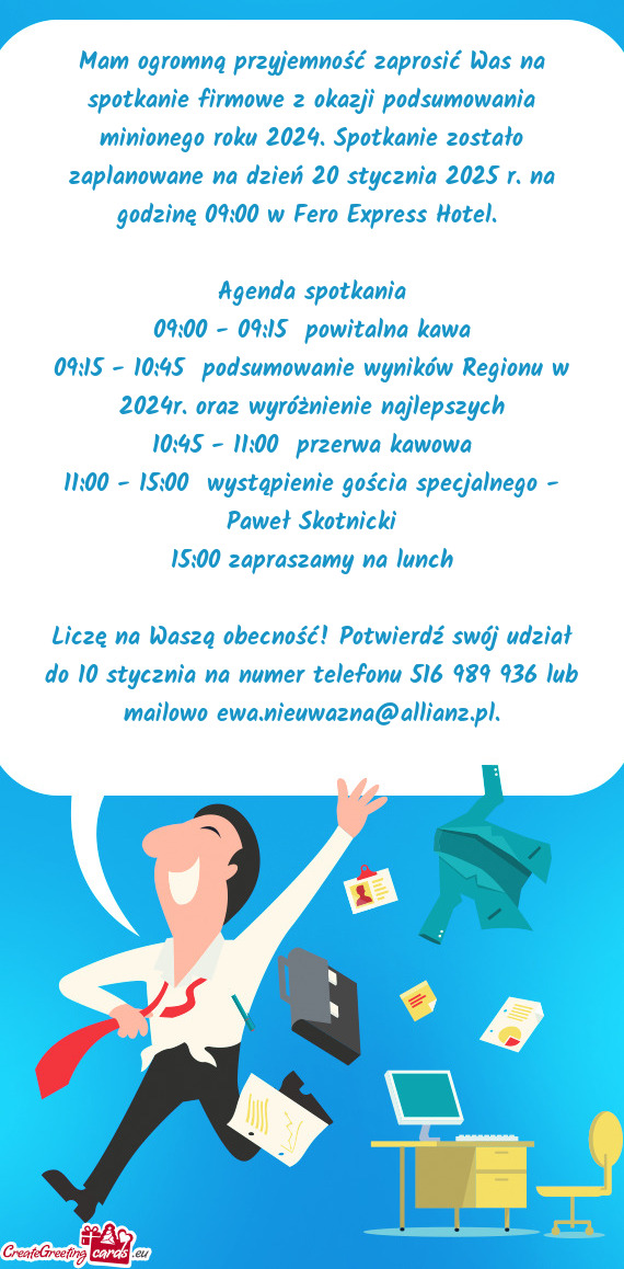024. Spotkanie zostało zaplanowane na dzień 20 stycznia 2025 r. na godzinę 09:00 w Fero Express H