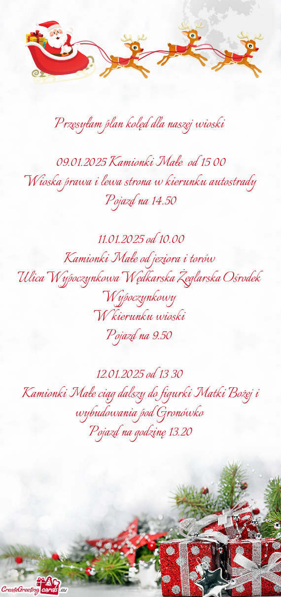 09.01.2025 Kamionki Małe od 15 00