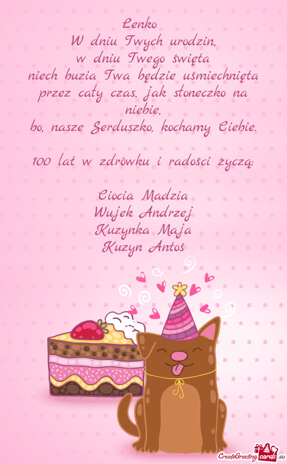 100 lat w zdrówku i radości życzą