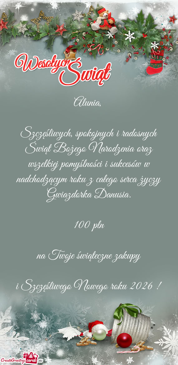 100 pln na Twoje świąteczne zakupy i Szczęśliwego Nowego roku 2026