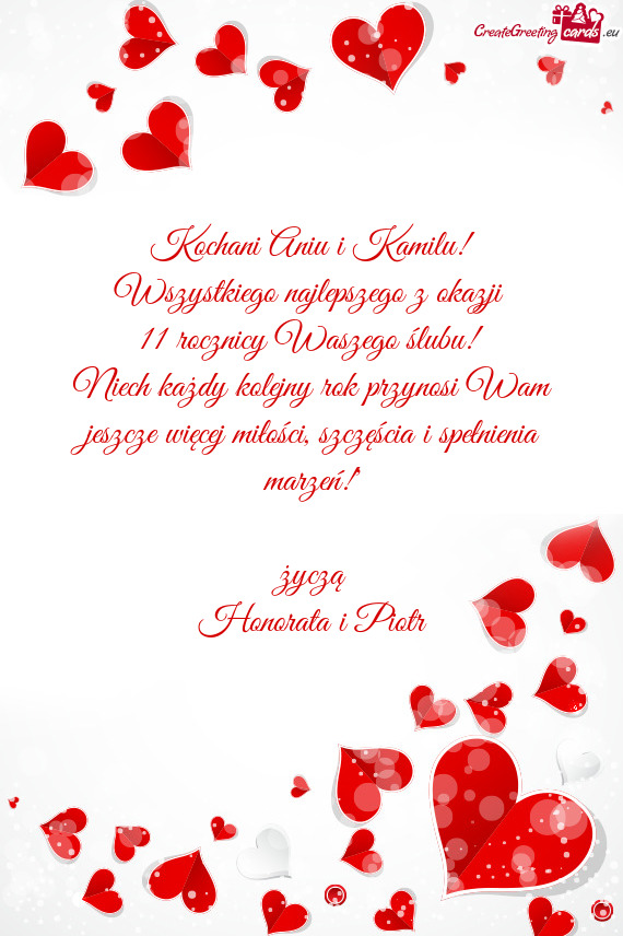 11 rocznicy Waszego ślubu