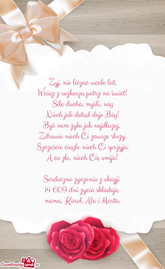 14 609 dni życia składają