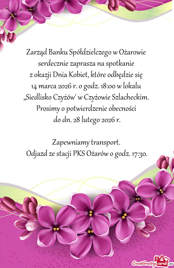 14 marca 2026 r. o godz. 18:00 w lokalu