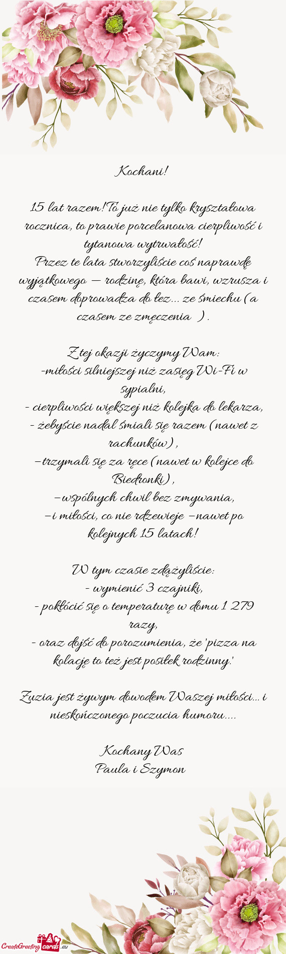 15 lat razem! To już nie tylko kryształowa rocznica, to prawie porcelanowa cierpliwość i tytanow