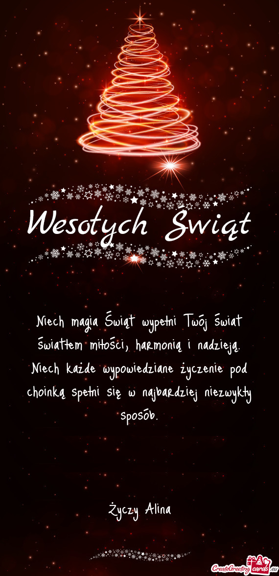 Niech magia Świąt wypełni Twój świat światłem miłości, harmonią i nadzieją