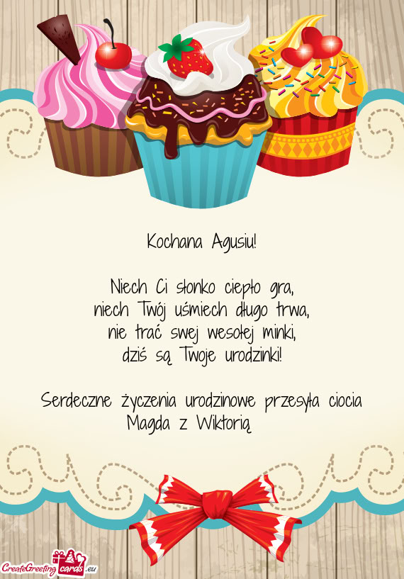 Serdeczne życzenia urodzinowe przesyła ciocia Magda z Wiktorią 😘🌹