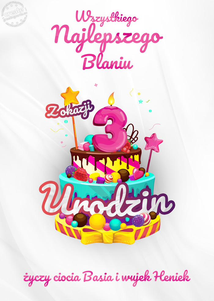 Blaniu, Wszystkiego najlepszego z okazji 3 urodzin ciocia Basia i wujek Heniek