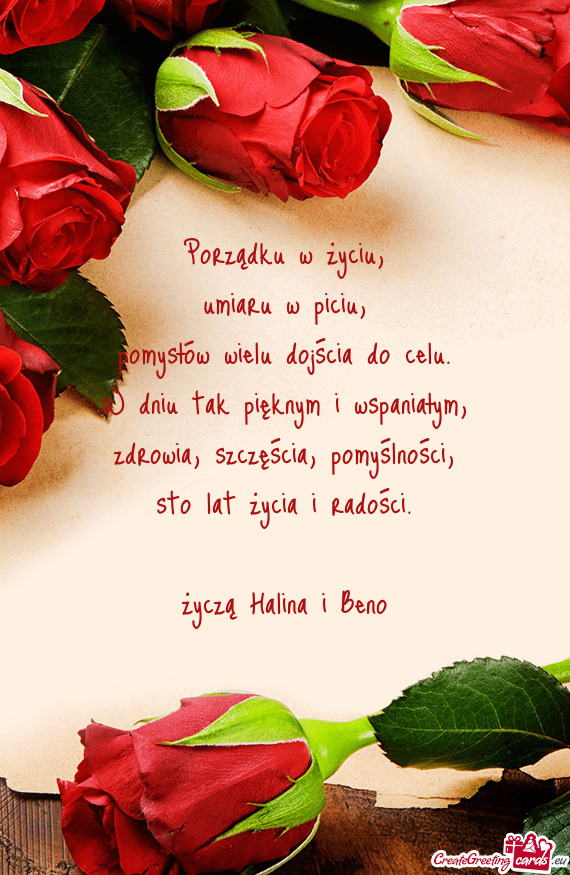 Życzą Halina i Beno