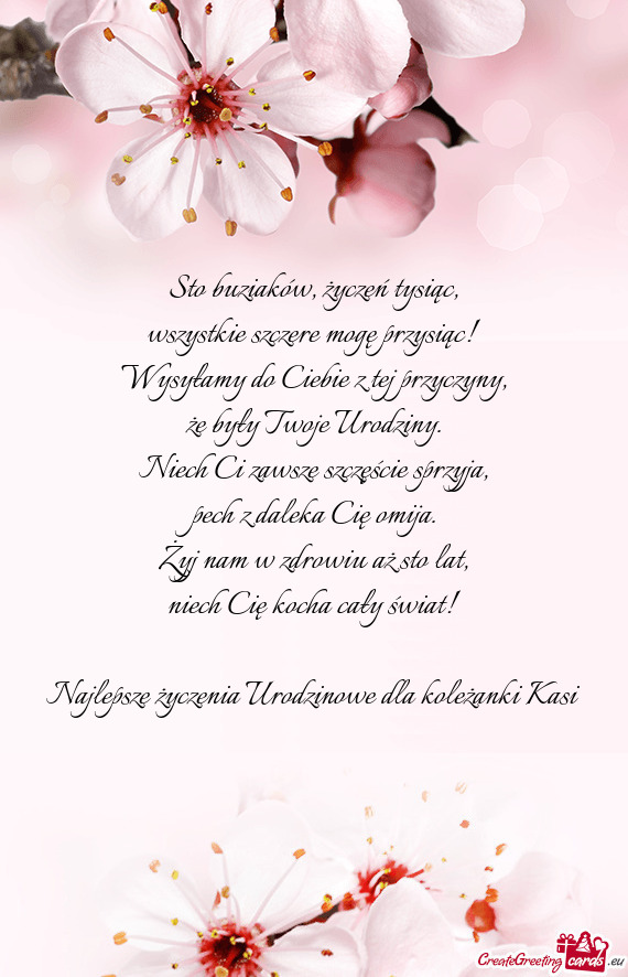 Najlepsze życzenia Urodzinowe dla koleżanki Kasi