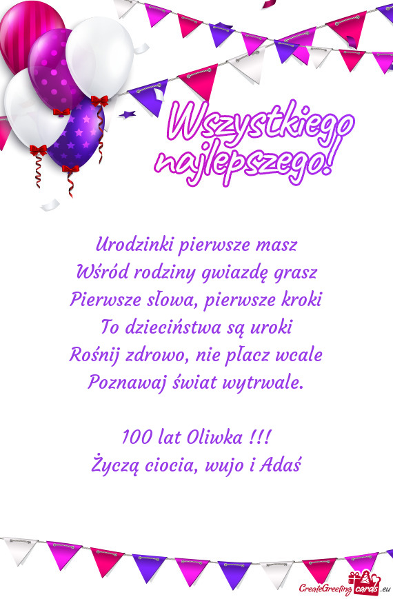 Życzą ciocia, wujo i Adaś