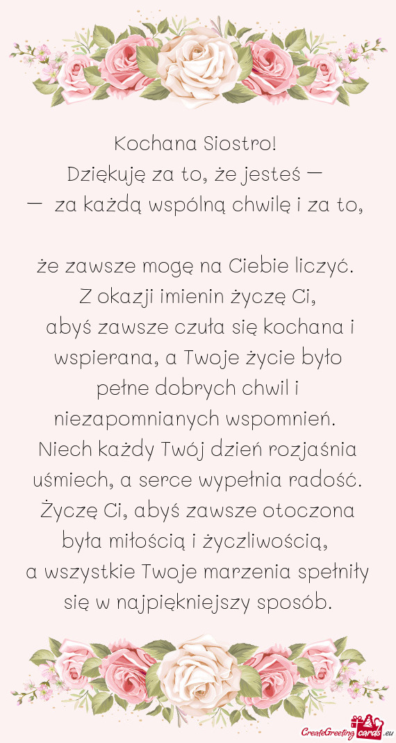 Dziękuję za to, że jesteś –