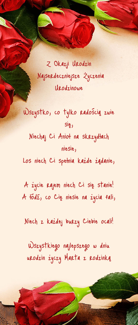 Wszystkiego najlepszego w dniu urodzin Marta z rodzinką