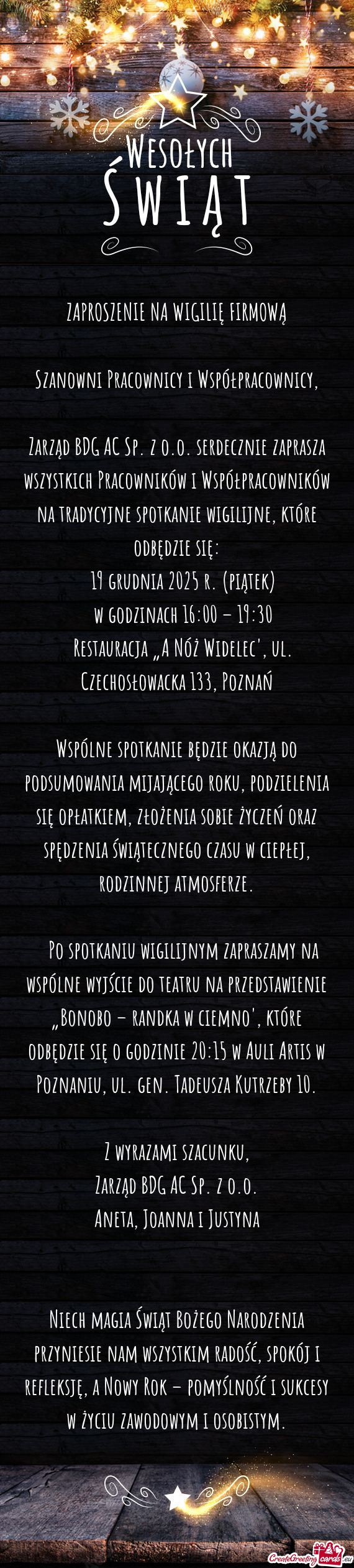 Cyjne spotkanie wigilijne, które odbędzie się