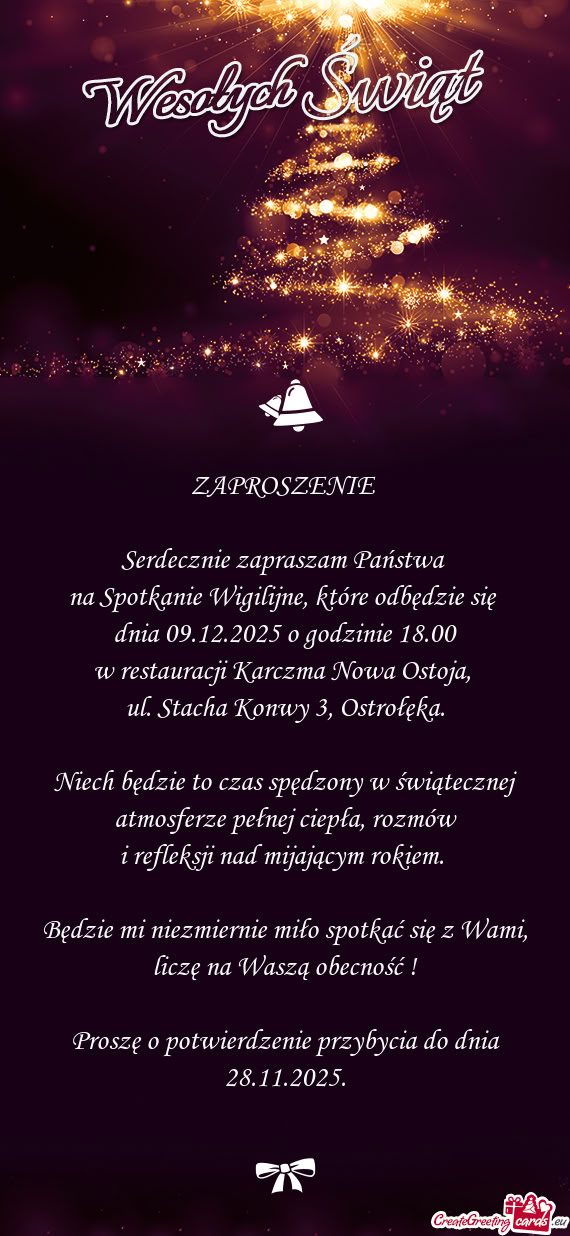 Dnia 09.12.2025 o godzinie 18.00