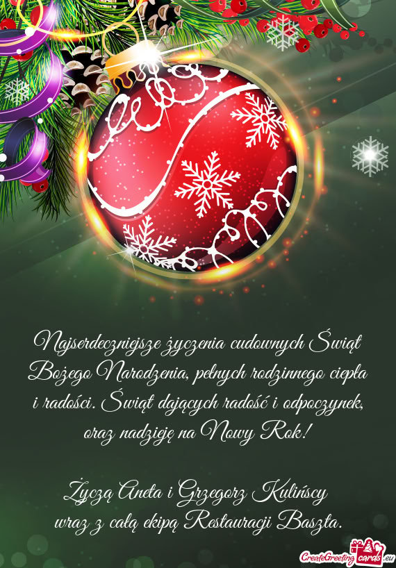 Życzą Aneta i Grzegorz Kulińscy