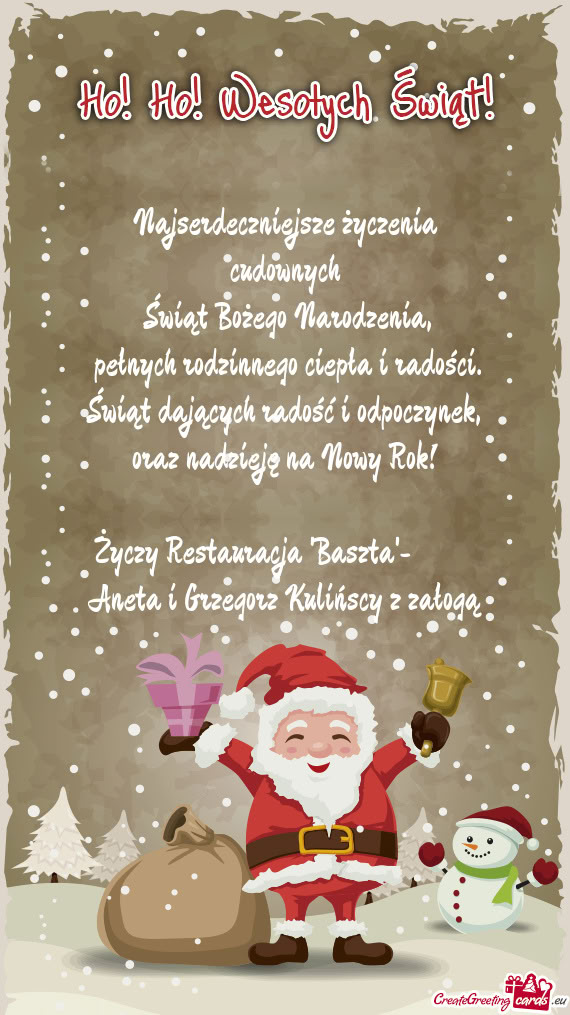 Restauracja "Baszta"-   Aneta i Grzegorz Kulińscy z załogą