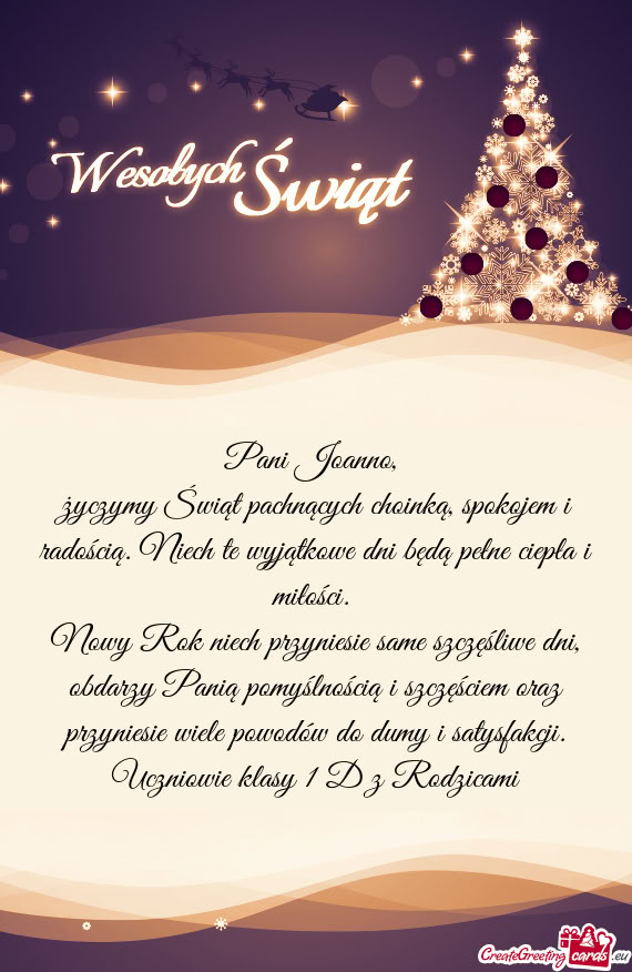 Życzymy Świąt pachnących choinką, spokojem i radością. Niech te wyjątkowe dni będą pełne