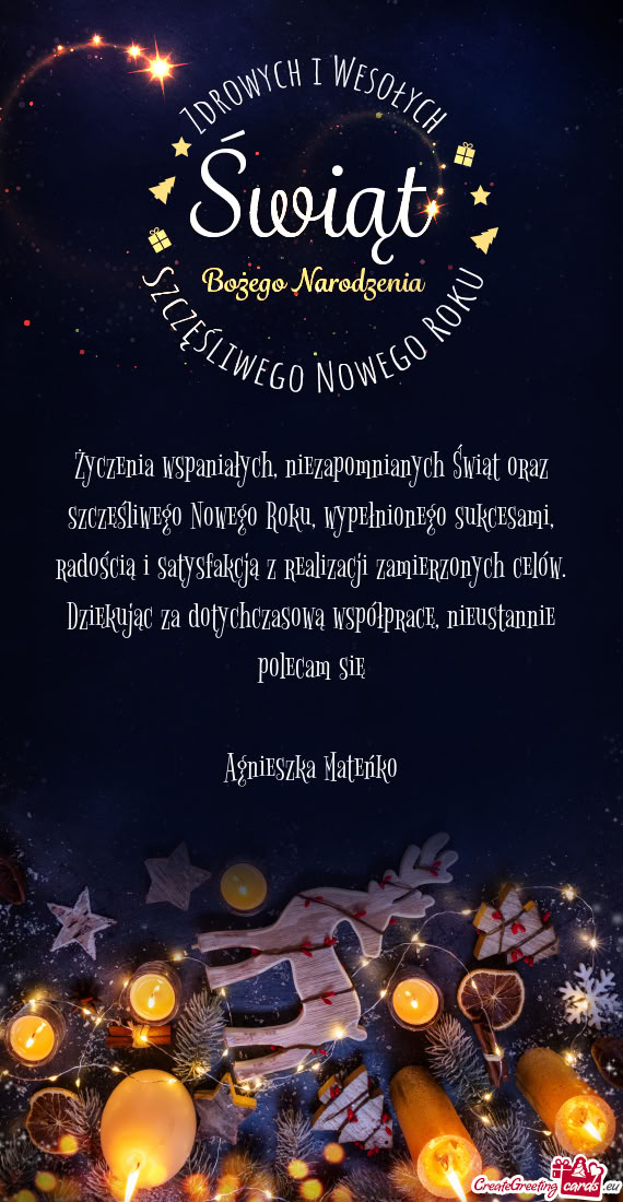 Życzenia wspaniałych, niezapomnianych Świąt oraz szczęśliwego Nowego Roku, wypełnionego sukce