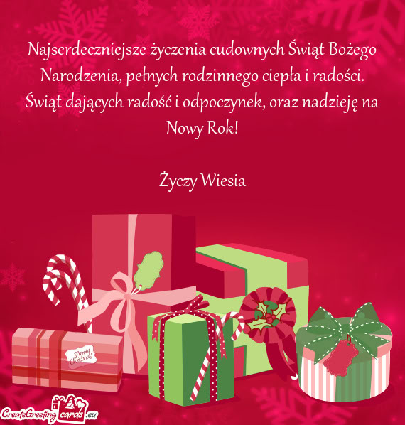 Najserdeczniejsze życzenia cudownych Świąt Bożego Narodzenia, pełnych