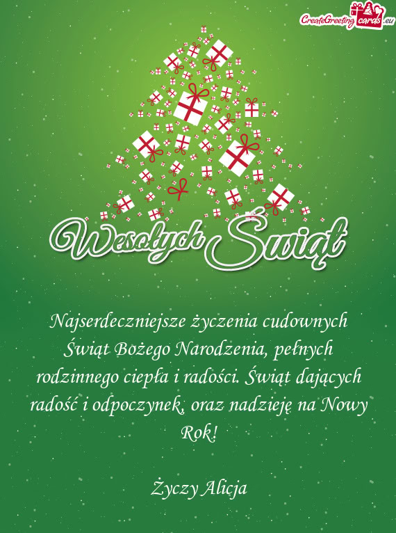 Najserdeczniejsze życzenia cudownych Świąt Bożego Narodzenia, pełnych