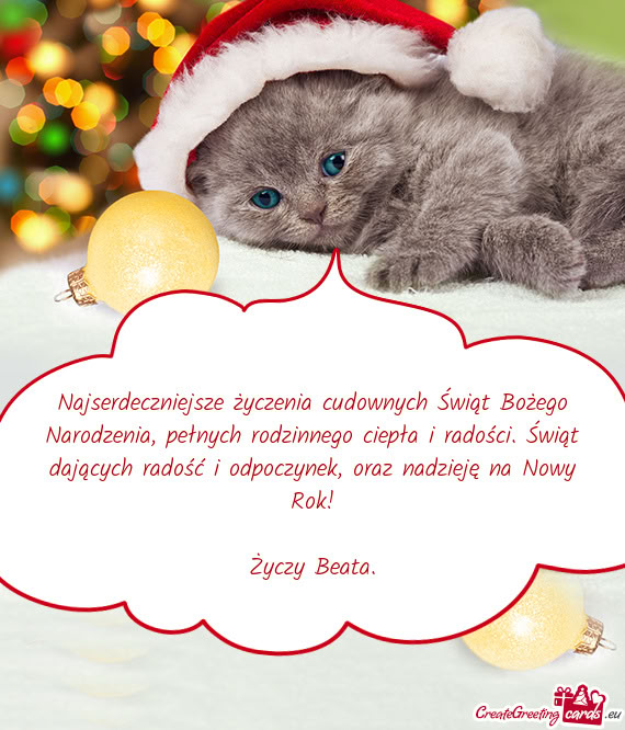 Najserdeczniejsze życzenia cudownych Świąt Bożego Narodzenia, pełnych