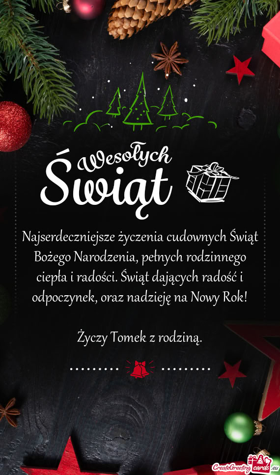 Najserdeczniejsze życzenia cudownych Świąt Bożego Narodzenia, pełnych