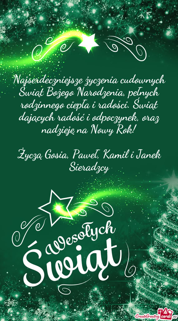 Najserdeczniejsze życzenia cudownych Świąt Bożego Narodzenia, pełnych