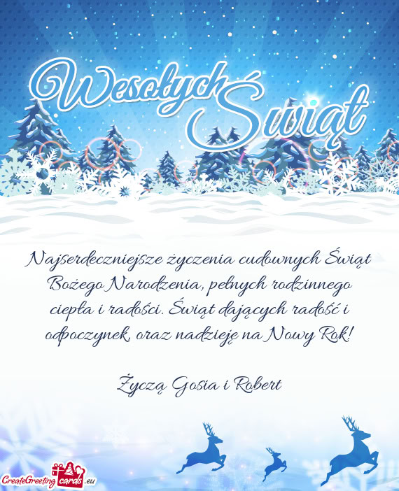 Najserdeczniejsze życzenia cudownych Świąt Bożego Narodzenia, pełnych