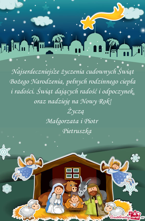 Najserdeczniejsze życzenia cudownych Świąt Bożego Narodzenia, pełnych