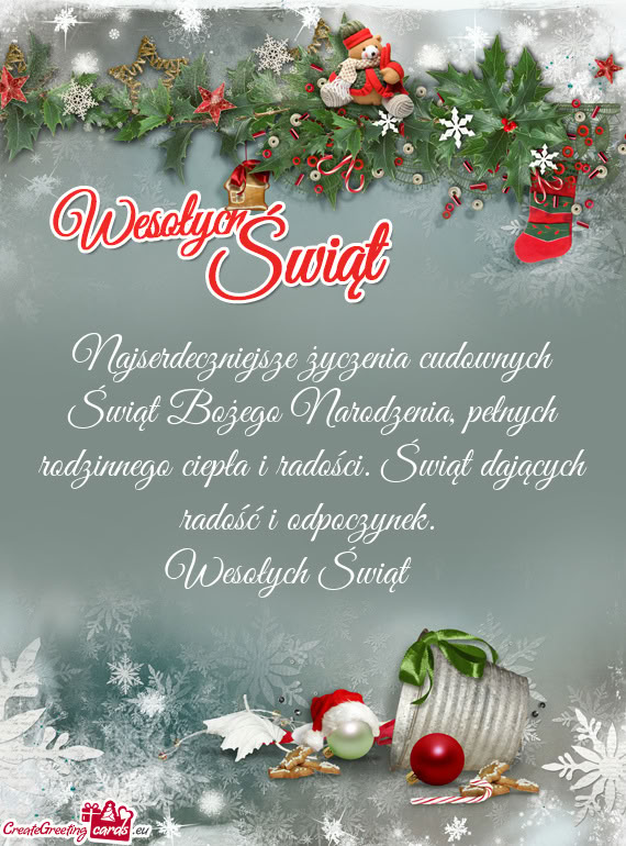 Najserdeczniejsze życzenia cudownych Świąt Bożego Narodzenia, pełnych