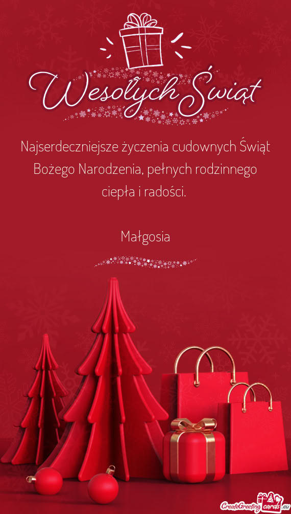 Najserdeczniejsze życzenia cudownych Świąt Bożego Narodzenia, pełnych