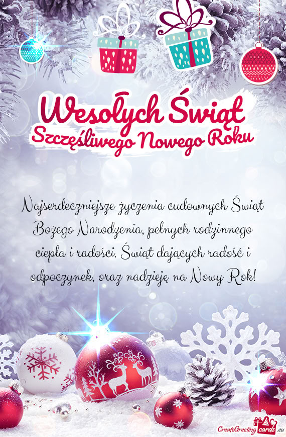 Najserdeczniejsze życzenia cudownych Świąt Bożego Narodzenia, pełnych