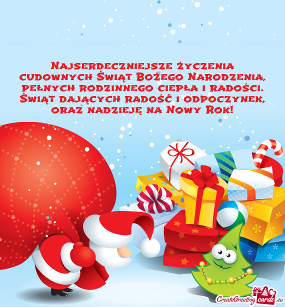 Najserdeczniejsze życzenia cudownych Świąt Bożego Narodzenia, pełnych