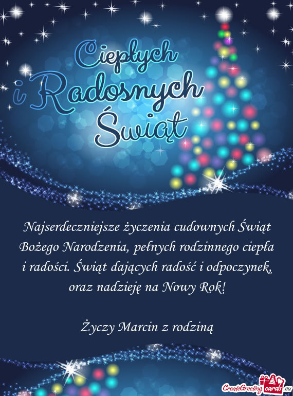 Najserdeczniejsze życzenia cudownych Świąt Bożego Narodzenia, pełnych