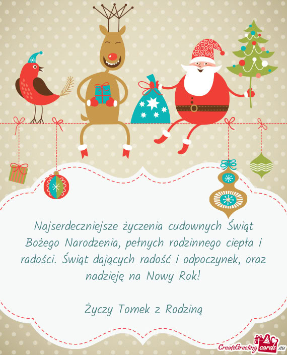 Najserdeczniejsze życzenia cudownych Świąt Bożego Narodzenia, pełnych