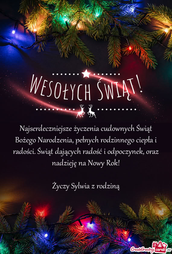 Najserdeczniejsze życzenia cudownych Świąt Bożego Narodzenia, pełnych