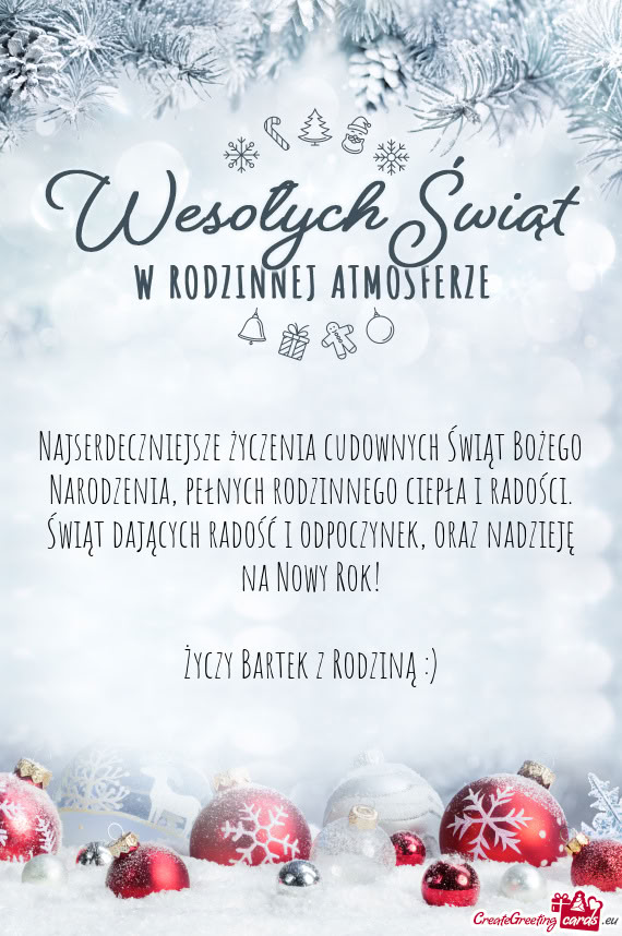 Najserdeczniejsze życzenia cudownych Świąt Bożego Narodzenia, pełnych