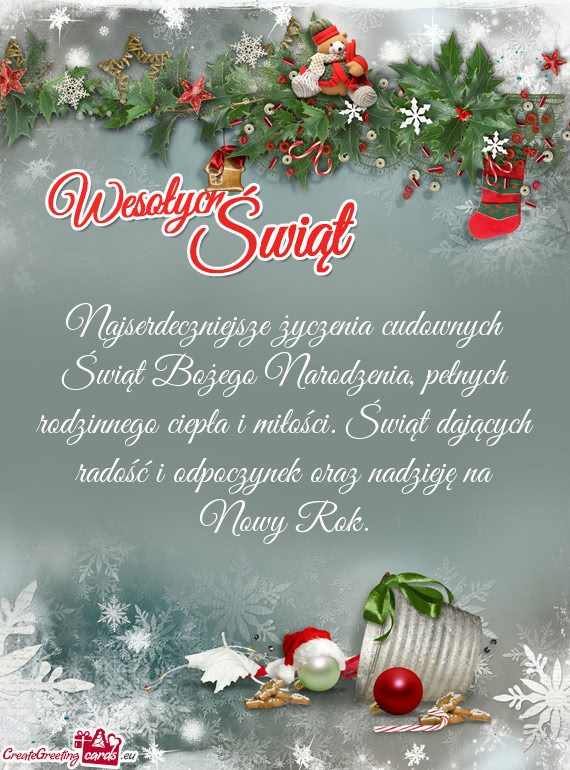 Najserdeczniejsze życzenia cudownych Świąt Bożego Narodzenia, pełnych