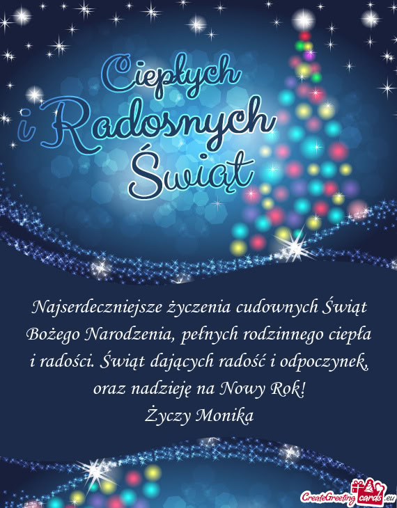 Najserdeczniejsze życzenia cudownych Świąt Bożego Narodzenia, pełnych