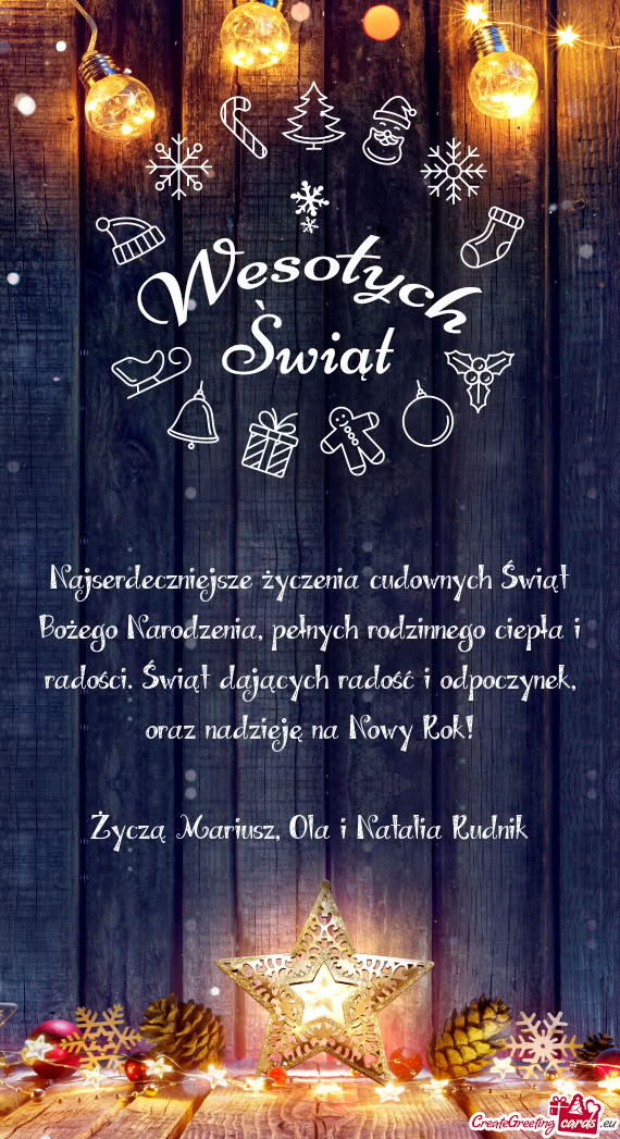 Najserdeczniejsze życzenia cudownych Świąt Bożego Narodzenia, pełnych