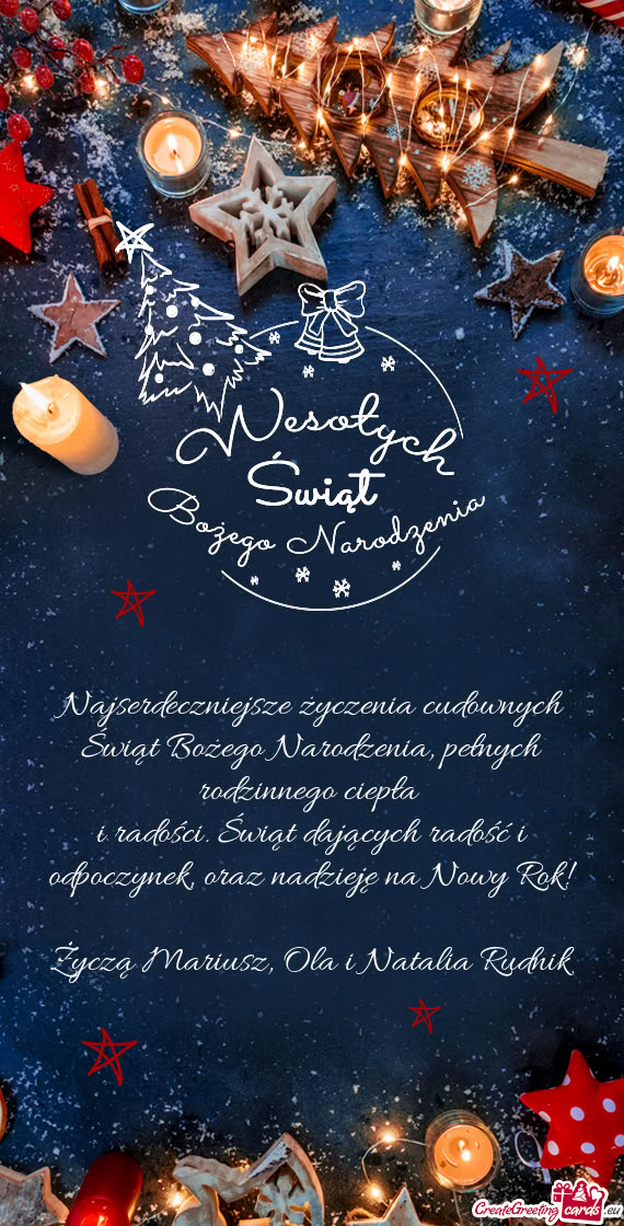 Najserdeczniejsze życzenia cudownych Świąt Bożego Narodzenia, pełnych