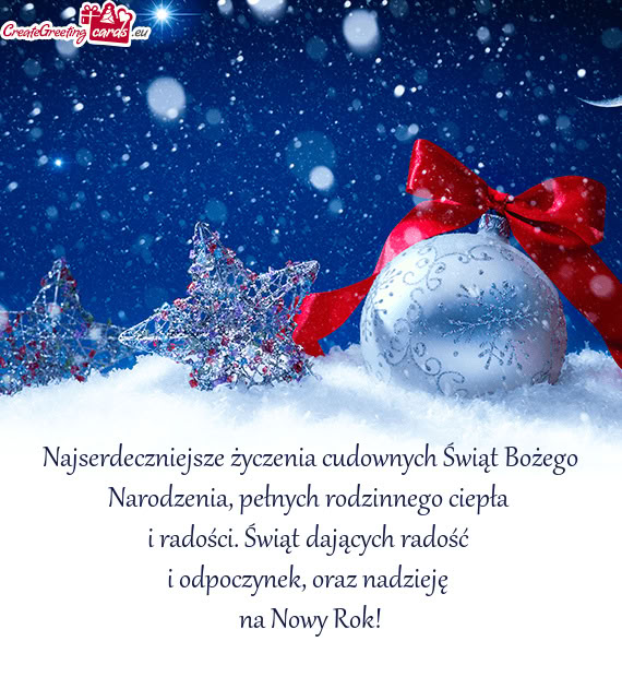 Najserdeczniejsze życzenia cudownych Świąt Bożego Narodzenia, pełnych