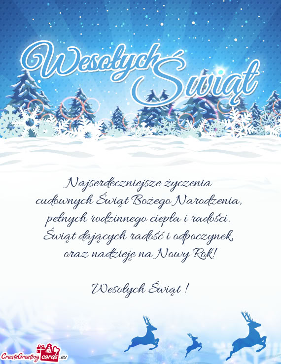 Najserdeczniejsze życzenia   cudownych Świąt Bożego Narodzenia,   pełnych