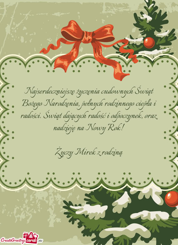 Najserdeczniejsze życzenia cudownych Świąt Bożego Narodzenia, pełnych