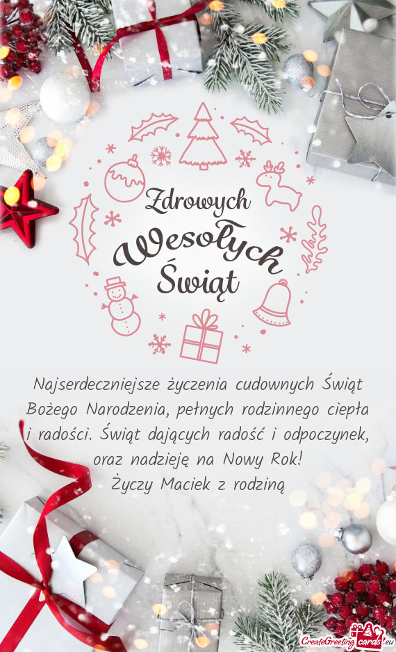 Najserdeczniejsze życzenia cudownych Świąt Bożego Narodzenia, pełnych