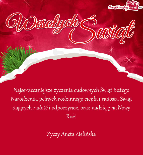 Najserdeczniejsze życzenia cudownych Świąt Bożego Narodzenia, pełnych