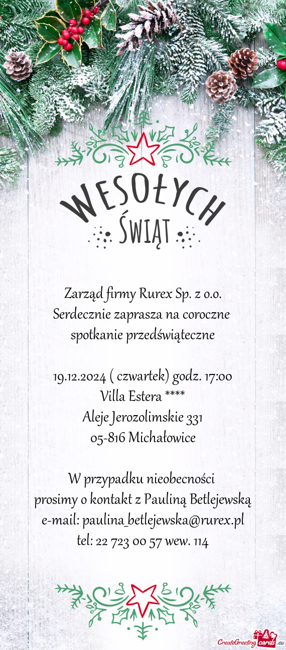 19.12.2024 ( czwartek) godz. 17:00