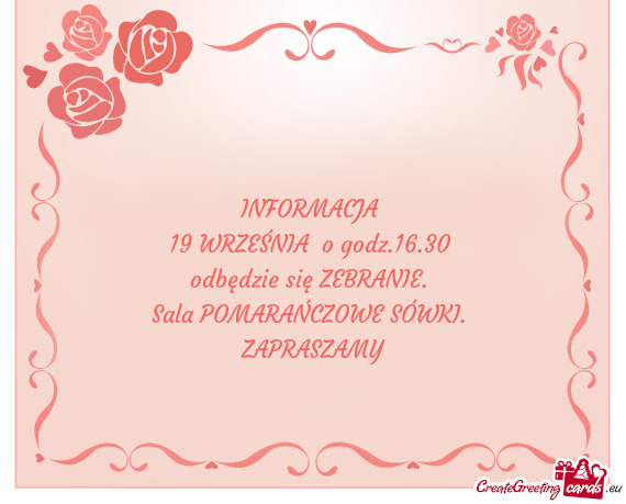 19 WRZEŚNIA o godz.16.30